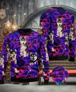 Siberian Husky Leaves Ugly 3D Sweater Gift For Men And Women