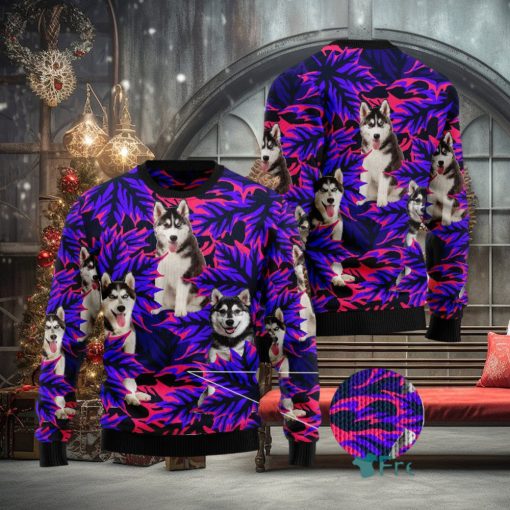 Siberian Husky Leaves Ugly 3D Sweater Gift For Men And Women