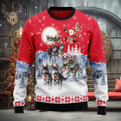 Siberian Husky Santa Claus Ugly Christmas Sweater Thankgiving Gift Men Women