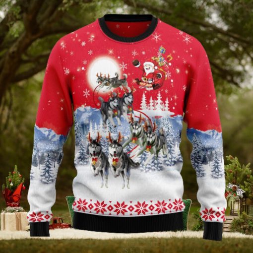 Siberian Husky Santa Claus Ugly Christmas Sweater Thankgiving Gift Men Women