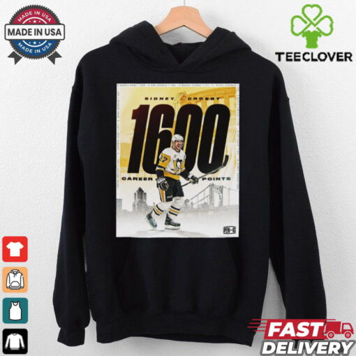 Sidney Crosby Pittsburgh Penguins NHL 1600 Career Points On The Power Play Poster t hoodie, sweater, longsleeve, shirt v-neck, t-shirt