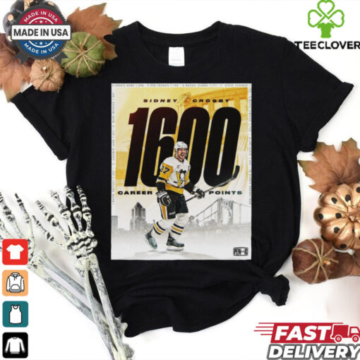 Sidney Crosby Pittsburgh Penguins NHL 1600 Career Points On The Power Play Poster t hoodie, sweater, longsleeve, shirt v-neck, t-shirt