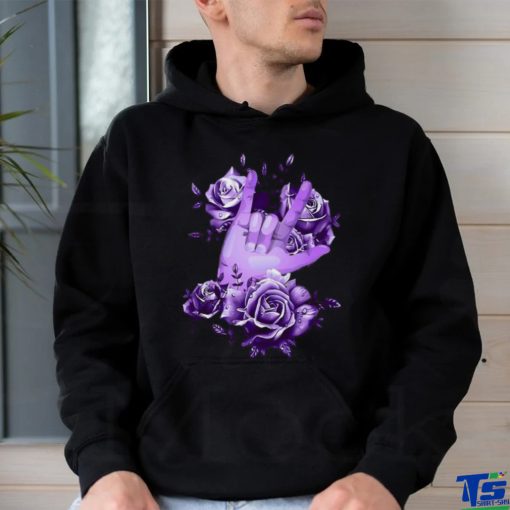 Sign Language rose purple shirt