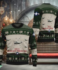 Sikorsky VH 3 Marine One Aircraft VH3 Ugly Christmas Green 3D Sweater For Veteran