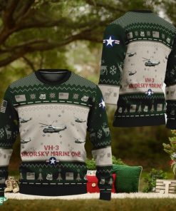 Sikorsky VH 3 Marine One Aircraft VH3 Ugly Christmas Green 3D Sweater For Veteran