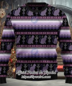 Silhouette Cats Purple Xmas Ugly Christmas Sweater