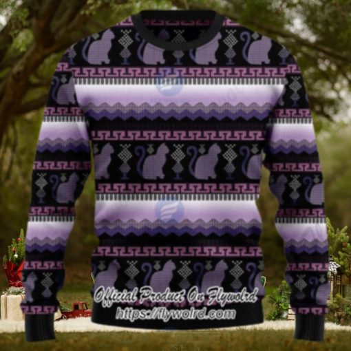 Silhouette Cats Purple Xmas Ugly Christmas Sweater