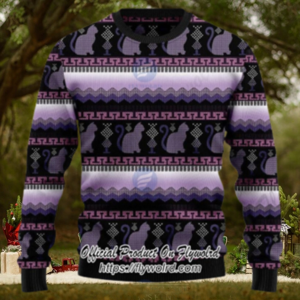 Silhouette Cats Purple Xmas Ugly Christmas Sweater Silhouette Cats Purple Xmas Ugly Christmas Sweater