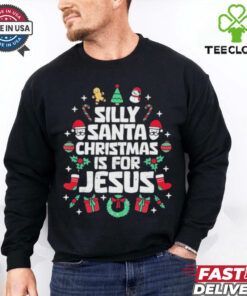 Silly Santa Christmas Is For Jesus Christian Religious Shirt