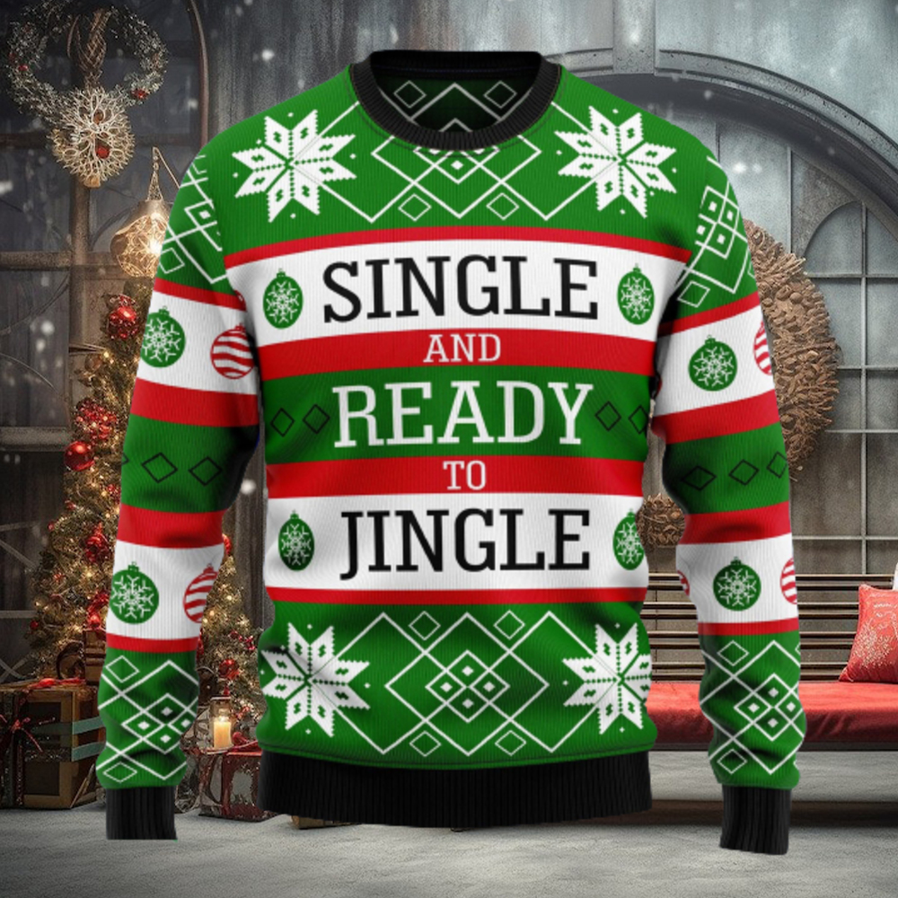 Single Ready To Jingle Ugly Christmas Sweater Thankgiving Gift Men