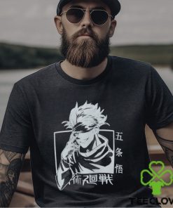 Siyah Renk Geniş Kesim Gojo Satoru Jujutsu Kaisen Baskılı Unisex Geniş Kalıp Anime T shirt