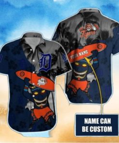 Skater Tiki Detroit Tigers Tropical Hawaiian Shirt