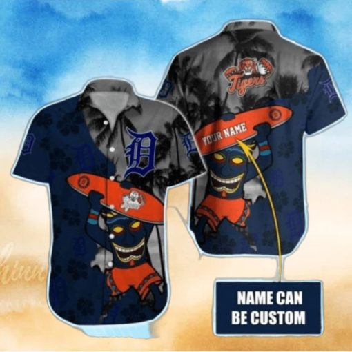 Skater Tiki Detroit Tigers Tropical Hawaiian Shirt