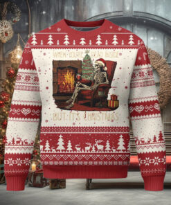 Skeleton Christmas Ugly Christmas Sweater When You’re Dead Inside But It’s Xmas Chillin’