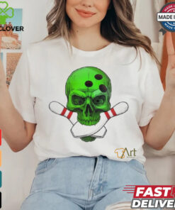 Skeleton Head Skull Bowling Ball & Pins Happy Halloween Day Shirt