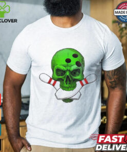 Skeleton Head Skull Bowling Ball & Pins Happy Halloween Day Shirt