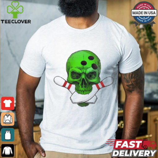 Skeleton Head Skull Bowling Ball & Pins Happy Halloween Day Shirt