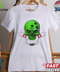 Skeleton Head Skull Bowling Ball & Pins Happy Halloween Day Shirt