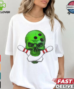 Skeleton Head Skull Bowling Ball & Pins Happy Halloween Day Shirt