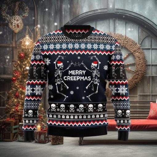 Skeleton Merry Creepmas Ugly Christmas Sweater Gift Men Women