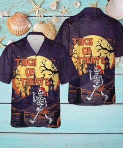 Skeleton Player Baseball Halloween Hawaiian Shirt Beach Shirt For Men Women