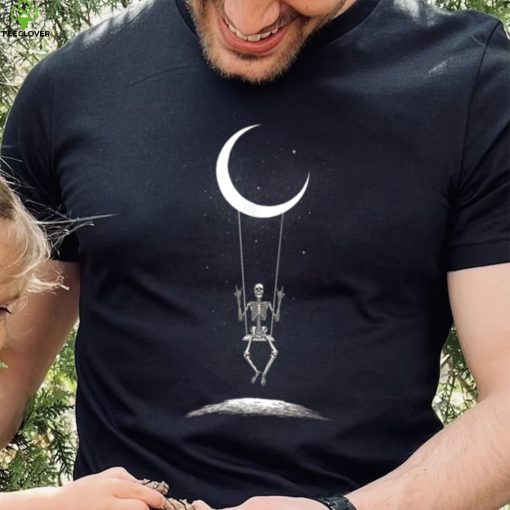 Skeleton Rock On Moon Spooky Halloween Rock Band Concerts T Shirt