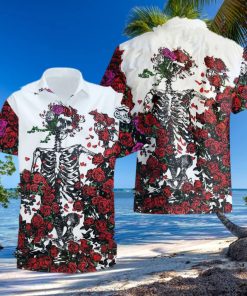 Skeleton Rose Hawaii Shirt Tropical Summer For Men And Women