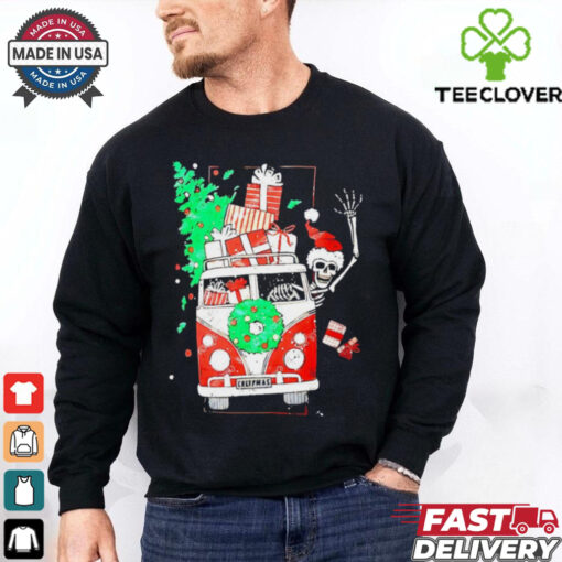 Skeleton Santa drive Volkswagen car Christmas shirt
