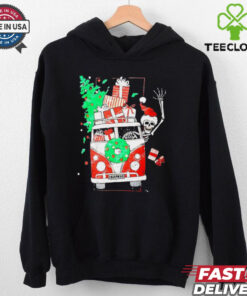 Skeleton Santa drive Volkswagen car Christmas shirt