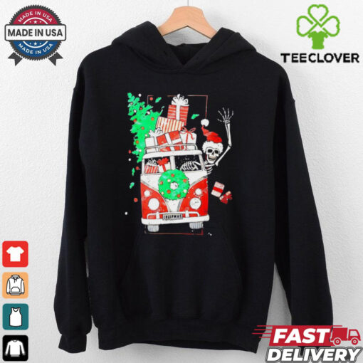Skeleton Santa drive Volkswagen car Christmas shirt