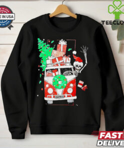 Skeleton Santa drive Volkswagen car Christmas shirt
