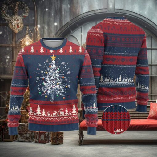 Skeleton Xmas Ugly Christmas Sweater Skull Christmas Tree
