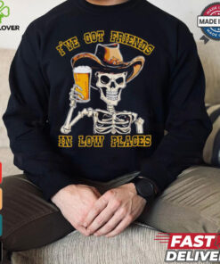 Skeleton drinking beer I’ve friends in low places Halloween shirt
