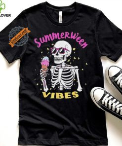 Skeleton eating ice cream summerween vibes shirt
