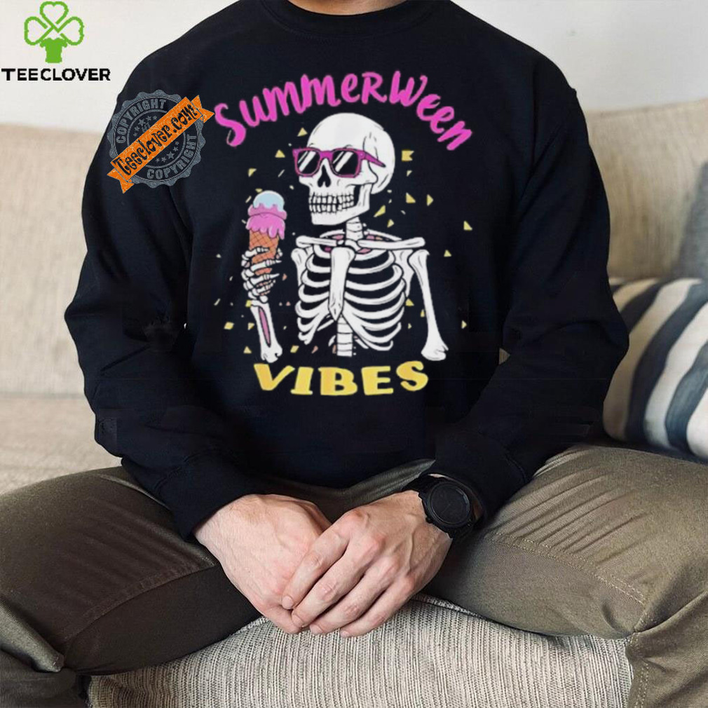 Skeleton eating ice cream summerween vibes shirt Skeleton eating ice cream summerween vibes shirt