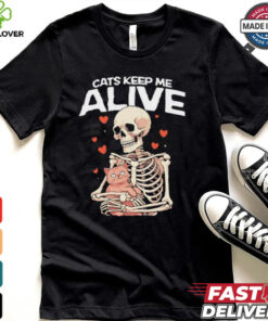 Skeleton hug cats keep me alive shirt