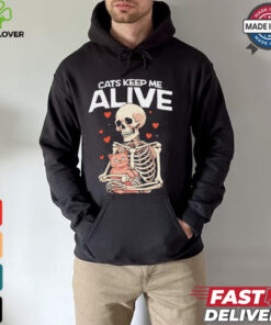 Skeleton hug cats keep me alive shirt
