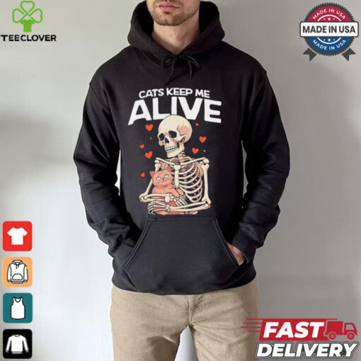 Skeleton hug cats keep me alive shirt