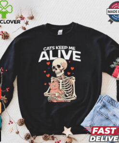 Skeleton hug cats keep me alive shirt