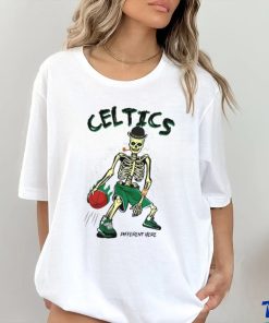 Skeleton playing Boston Celtics Basketball different here 2024 shirt