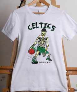 Skeleton playing Boston Celtics Basketball different here 2024 shirt