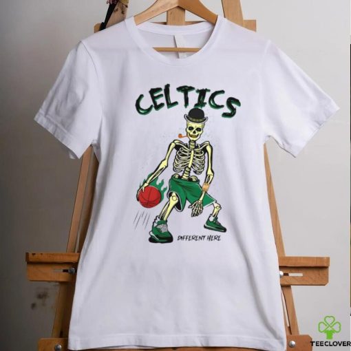 Skeleton playing Boston Celtics Basketball different here 2024 shirt