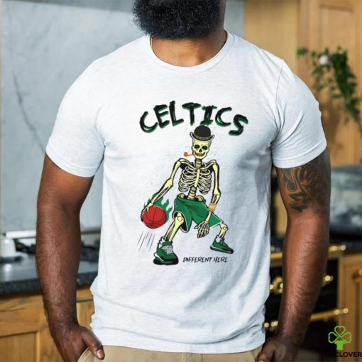 Skeleton playing Boston Celtics Basketball different here 2024 shirt