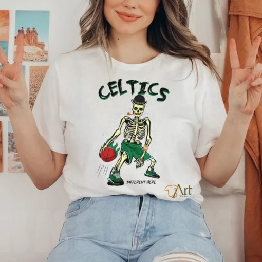 Skeleton playing Boston Celtics Basketball different here 2024 shirt