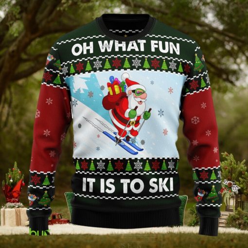 Skiing Oh What Fun Ugly Christmas Sweater Thankgiving Gift Men Women