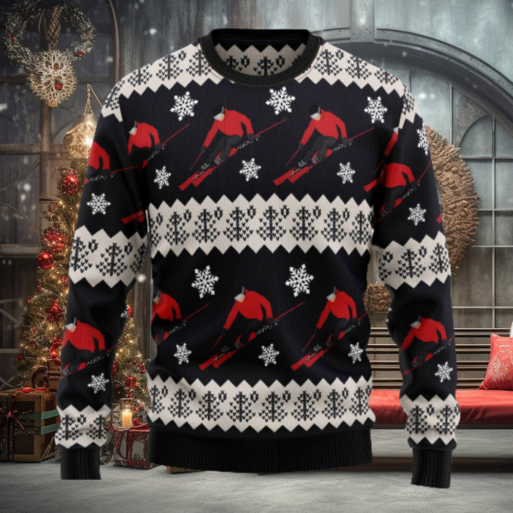 Skiing Ugly Christmas Sweater Thankgiving Gift Men Women Skiing Ugly Christmas Sweater Thankgiving Gift Men Women