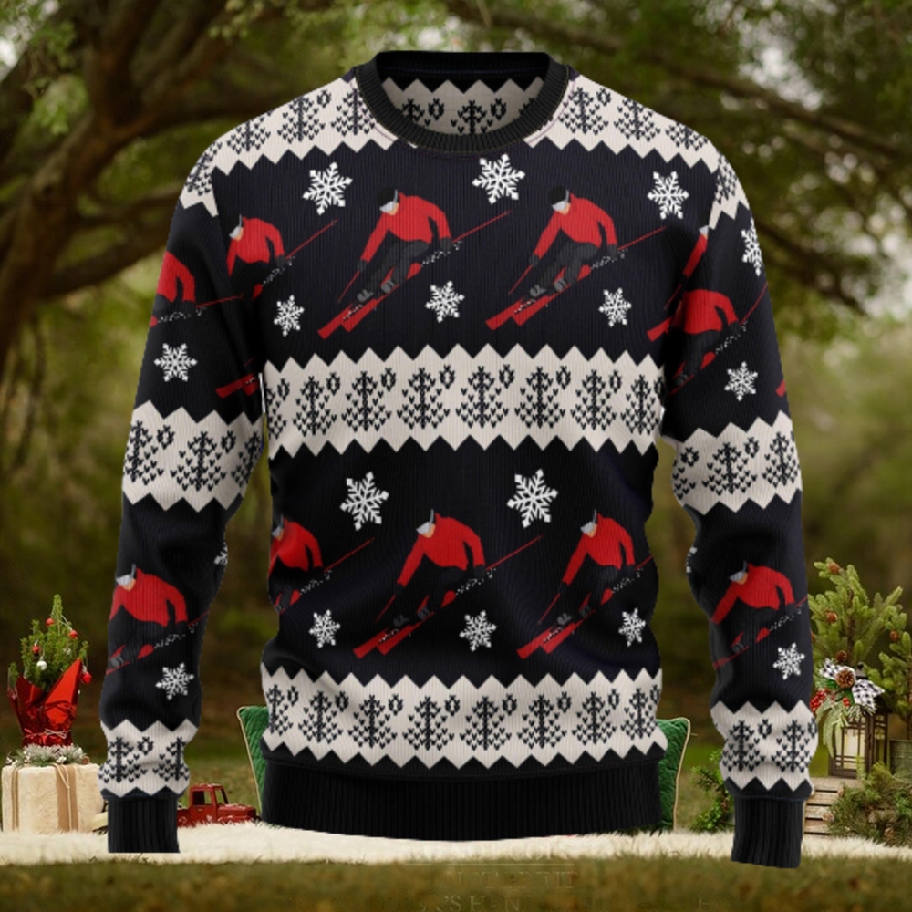 Skiing Ugly Christmas Sweater Thankgiving Gift Men Women Skiing Ugly Christmas Sweater Thankgiving Gift Men Women
