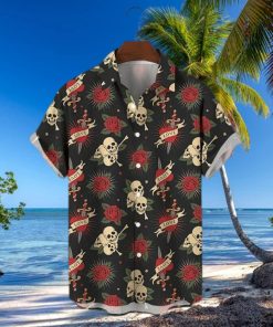 Skull And Roses Polyester Hawaiian Shirt