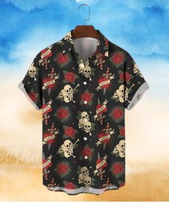 Skull And Roses Polyester Hawaiian Shirt