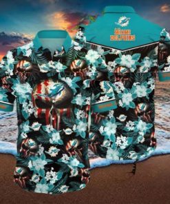 Skull Flower Miami Dolphins Hawaiian Shirt